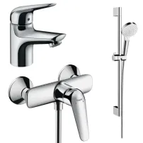 Set baterii Hansgrohe Novus 70 lavoar dus si set de dus Crometta crom