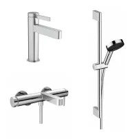 Set baterii lavoar, cada si set de dus Hansgrohe Finoris crom
