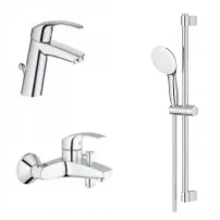 Set baterie lavoar baterie cada dus si set dus Grohe Eurosmart New S crom lucios