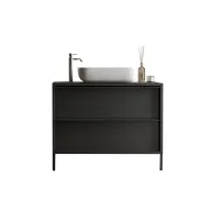 Set dulap baza si lavoar pe pardoseala negru LC Mobili Italia Steel 79x78x43 cm