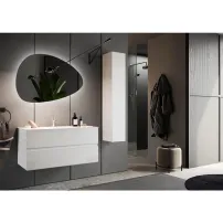 Set dulap baza si lavoar suspendat alb LC Mobili Italia Start 101x53x47 cm