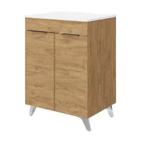 Set dulap baza stejar mat si lavoar Savini Due Malaga 60 cm