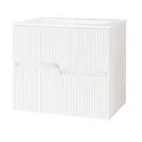 Set dulap baza suspendat alb lucios si lavoar Savini Due Rio 60 cm