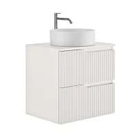 Set dulap baza suspendat Gala Canaletto 2 sertare 60 cm cu blat finisaj alb mat