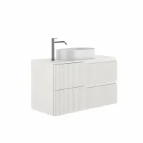Set dulap baza suspendat Gala Canaletto 2 sertare 80 cm cu blat finisaj alb mat