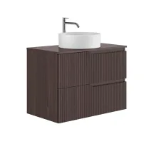 Set dulap baza suspendat Gala Canaletto 2 sertare 80 cm cu blat finisaj nuc negru mat