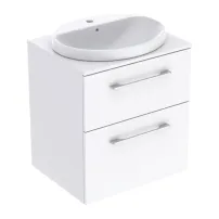 Set dulap baza suspendat Geberit Selnova Square alb lucios 2 sertare si lavoar 60 cm