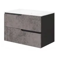 Set dulap baza suspendat gri cu negru mat si lavoar Savini Due Winter 80 cm