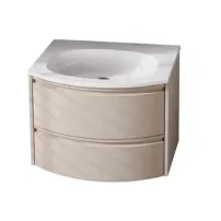 Set dulap baza suspendat KolpaSan Joy 2 sertare 60 cm finisaj light grey cu lavoar alb