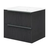 Set dulap baza suspendat negru mat si lavoar Savini Due Sidney 60 cm
