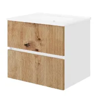 Set dulap baza suspendat stejar mat si lavoar Savini Due Santorini 60 cm