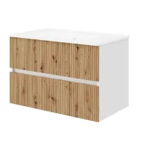 Set dulap baza suspendat stejar mat si lavoar Savini Due Santorini 80 cm