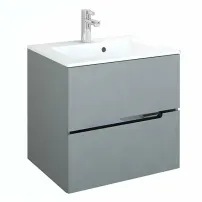Set dulap suspendat si lavoar compozit Oristo Silver mdf gri 60 cm