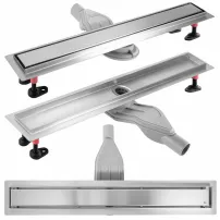 Set rigola pentru dus plus capac inox periat Rea Neox Superflow 70 cm