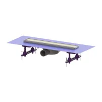 Set rigola pentru dus plus capac Kessel Linearis Compact 45 cm inox cu sita de par si clapeta multistop
