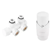 Set robinet coltar termostatic decorativ dublu integrat 3/4”x1/2” Ferro alb