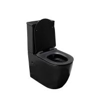 Set vas WC pe pardoseala Rune Ivaldi monobloc negru mat, Tornado rimless cu sistem vortex si cu capac slim softclose