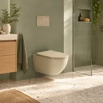 Set vas WC suspendat Rune Ivaldi Tornado bej finisaj mat cu capac slim