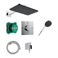 Sistem de dus incastrat Hansgrohe Raindance Alive Q cu termostat si corp ingropat finisaj crom lucios