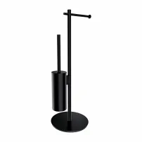 Suport hartie freestanding cu spatiu pentru perie negru mat Omnires Modern Project