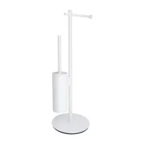 Suport hartie freestanding Omnires Modern Project cu spatiu pentru perie alb mat