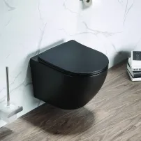Vas wc suspendat negru mat Rune Ivaldi Tornado rimless, cu sistem vortex si capac slim softclose