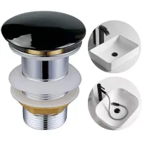 Ventil ceramic negru lucios Click-Clack Fluminia fara preaplin