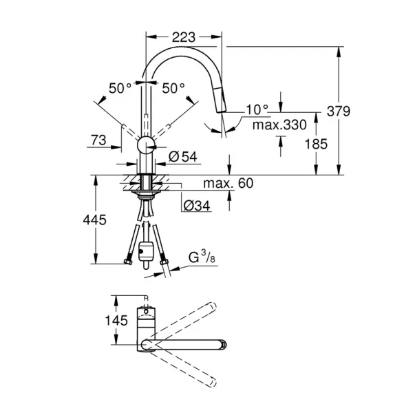 Baterie bucatarie cu dus extractibil Grohe Minta auriu periat Cool Sunrise picture - 3