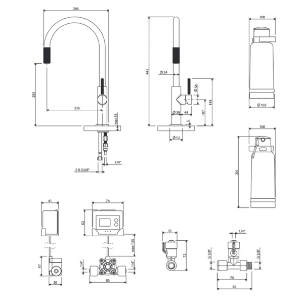 Baterie bucatarie cu sistem filtrare D1 cupru periat Omnires Switch cu 3 cai, pentru apa filtrata picture - 2