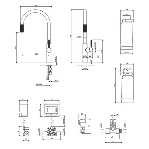 Baterie bucatarie grafit Omnires Switch cu 3 cai, pentru apa filtrata picture - 4