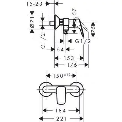 Baterie dus Hansgrohe Logis monocomanda crom lucios picture - 4