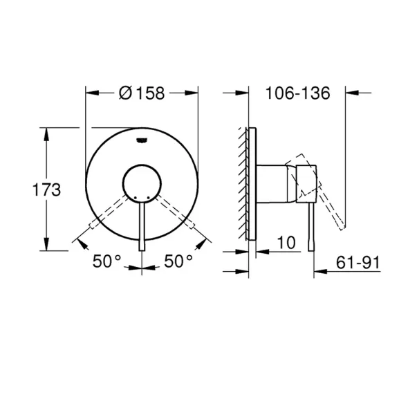 Baterie dus incastrata Grohe Essence auriu periat Cool Sunrise fara corp ingropat picture - 4