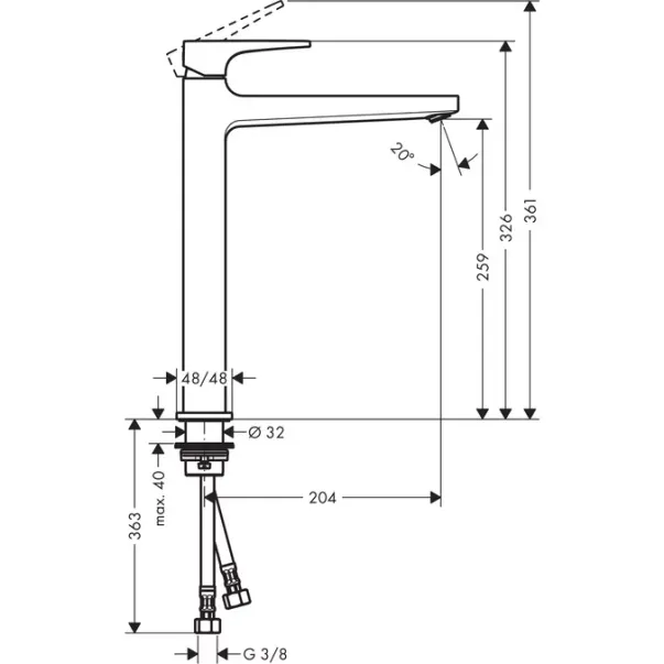 Baterie lavoar inalta Hansgrohe Metropol 260 crom picture - 3