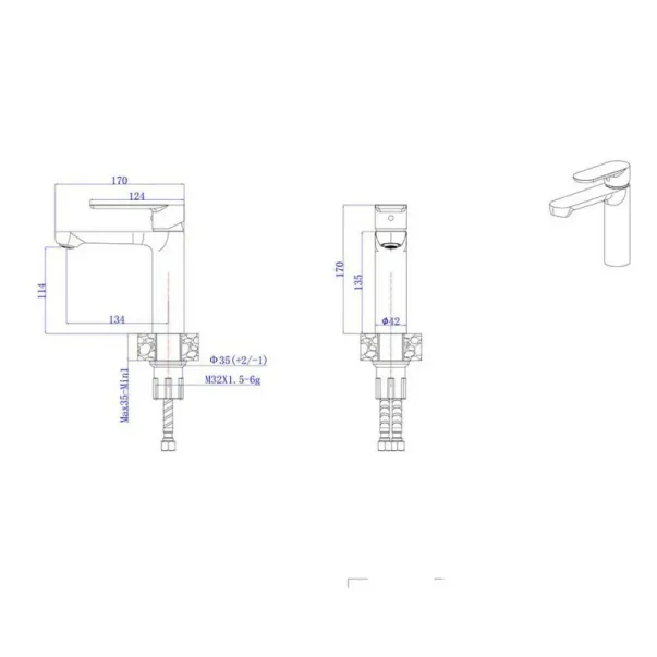 Baterie lavoar Inter Ceramic Trento monocomanda auriu periat picture - 3