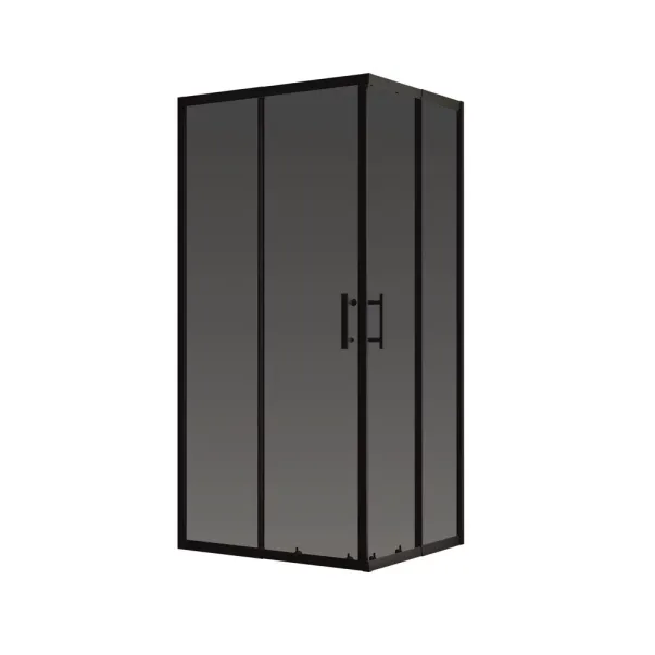 Cabina de dus dreptunghiulara Inter Ceramic cu usa glisanta 90x90 cm negru mat - fumuriu picture - 2