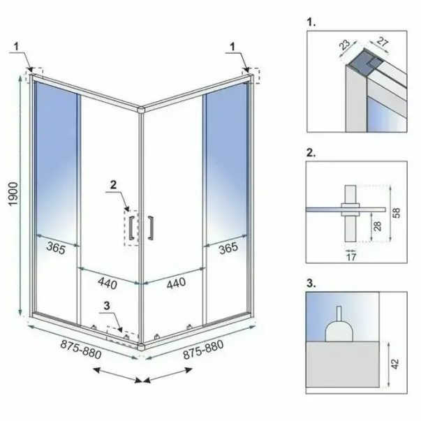 Cabina de dus patrata cu usi glisante auriu Rea City 90x90 cm picture - 6