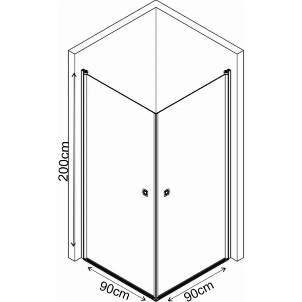 Cabina de dus patrata Inter Ceramic cu usi pivotante 90x90 cm crom lucios-puncte albe picture - 3