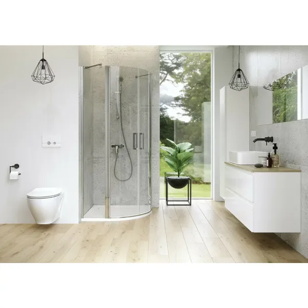 Cabina de dus semirotunda Cersanit Moduo cu 2 usi pivotante 80x80 crom picture - 4