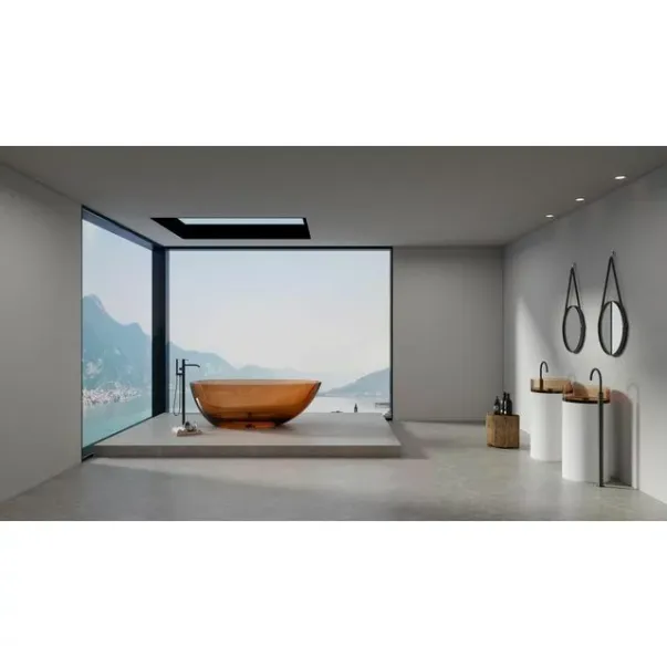 Cada freestanding din rasina transparenta Rune Mond maro-cupru 170x87 cm picture - 5