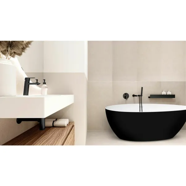 Cada freestanding Rune Agg alb-negru 160x82 cm picture - 3