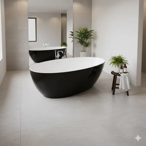 Cada freestanding Rune Agg alb-negru 160x82 cm picture - 2
