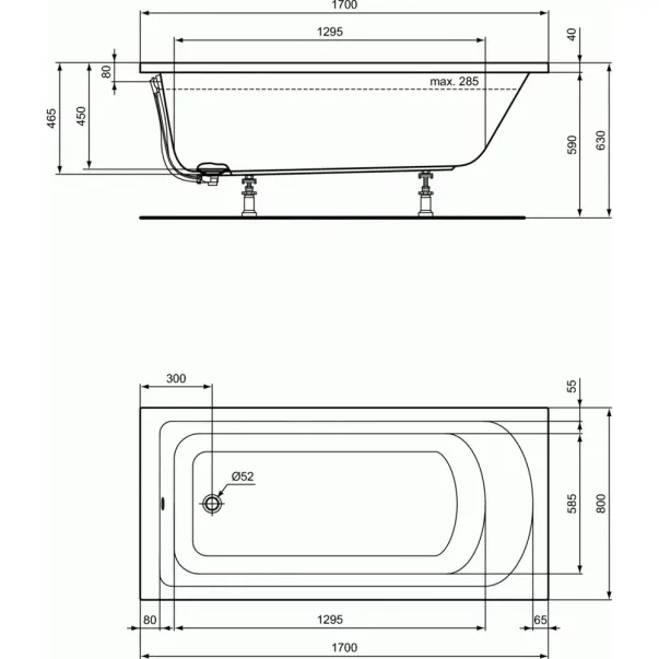 Cada dreptunghiulara Ideal Standard Hotline 170x80 cm picture - 4