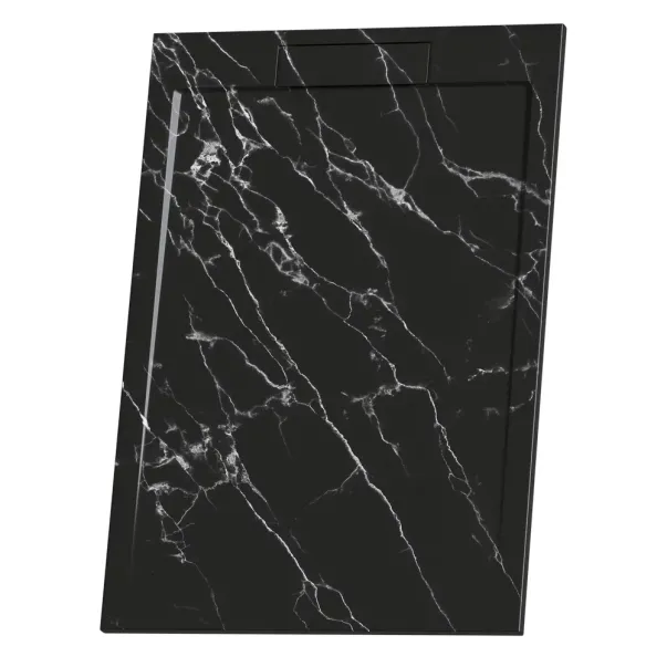 Cadita compozit pentru dus Inter Ceramic dreptunghiulara 120x80 cm negru mat finisaj marmura picture - 2