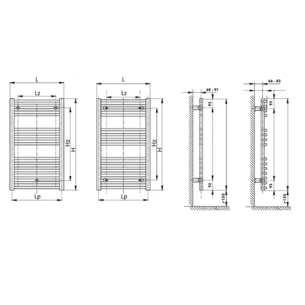 Calorifer de baie portprosop Purmo Banga 60x153.7 cm negru picture - 2