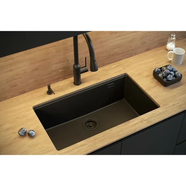Chiuveta compozit incastrata Quadron Logan 110 negru 76x44 cm picture - 2