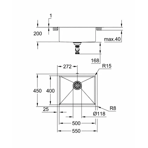 Chiuveta inox Grohe K700U 54.4x44.4 cm 1 cuva picture - 3
