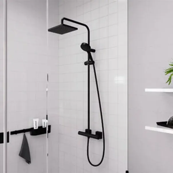 Coloana de dus cu baterie Hansgrohe Vernis Shape 230 Ecosmart termostatata negru mat picture - 2