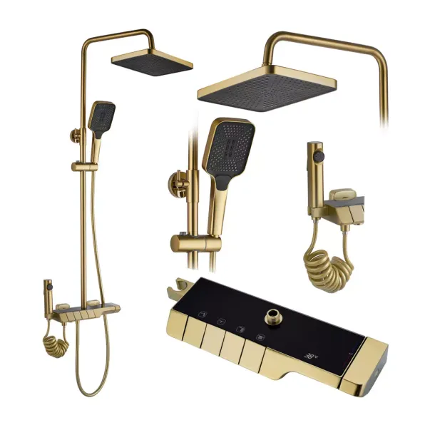 Coloana de dus cu termostat Rea Rob auriu periat plus dus igienic picture - 2