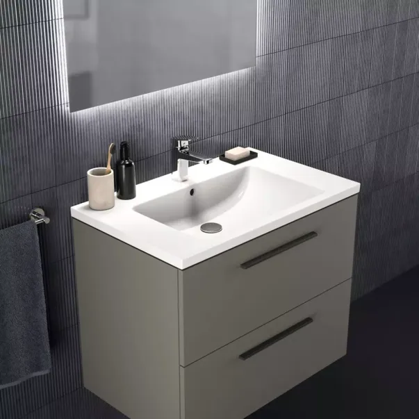 Dulap baza suspendat Ideal Standard i.life B gri quartz mat 2 sertare 80 cm picture - 7