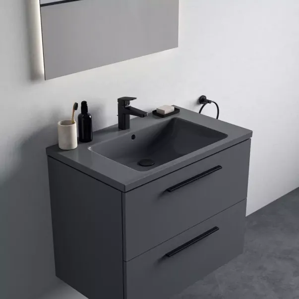 Dulap baza suspendat Ideal Standard i.life B gri quartz mat 2 sertare 80 cm picture - 5